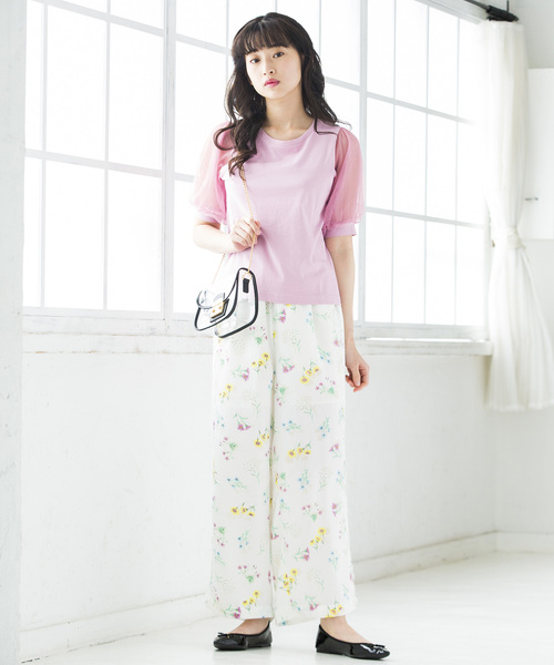 WEGO（ウィゴー）の「WEGO/チュールスリーブTシャツ（Tシャツ/カットソー・レディース・ホワイト/ブラック/ライトイエロー/ピンク/サックスブルー/ライトピンク・FREE）」の14枚目の写真