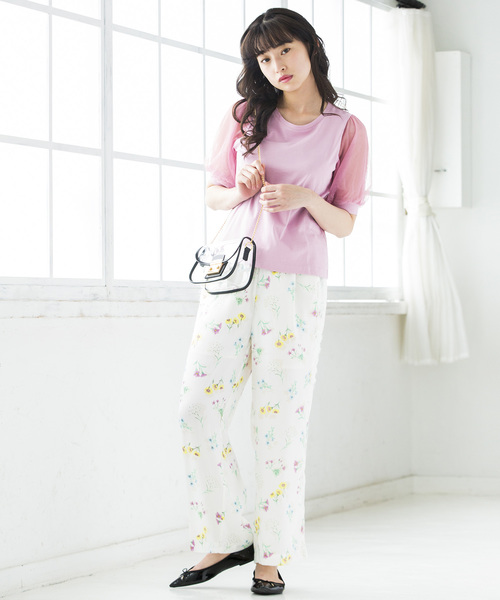 WEGO（ウィゴー）の「WEGO/チュールスリーブTシャツ（Tシャツ/カットソー・レディース・ホワイト/ブラック/ライトイエロー/ピンク/サックスブルー/ライトピンク・FREE）」の16枚目の写真