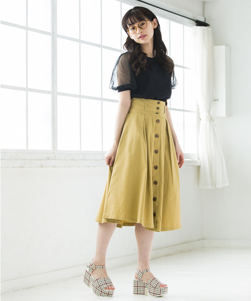 WEGO（ウィゴー）の「WEGO/チュールスリーブTシャツ（Tシャツ/カットソー・レディース・ホワイト/ブラック/ライトイエロー/ピンク/サックスブルー/ライトピンク・FREE）」の19枚目の写真