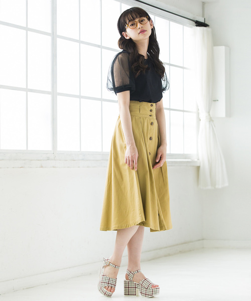 WEGO（ウィゴー）の「WEGO/チュールスリーブTシャツ（Tシャツ/カットソー・レディース・ホワイト/ブラック/ライトイエロー/ピンク/サックスブルー/ライトピンク・FREE）」の20枚目の写真