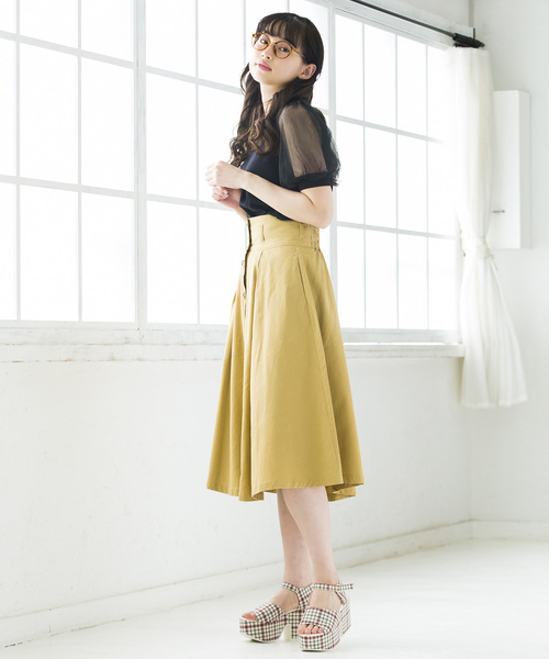 WEGO（ウィゴー）の「WEGO/チュールスリーブTシャツ（Tシャツ/カットソー・レディース・ホワイト/ブラック/ライトイエロー/ピンク/サックスブルー/ライトピンク・FREE）」の21枚目の写真