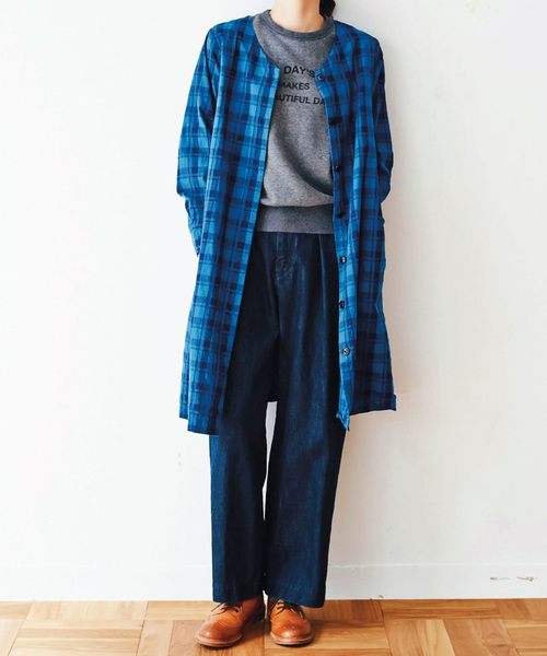 Clouds サニークラウズ のファッション ワンピース セール Sunny サニークラウズ 蚤ノ市で見つけたドビーチェックのワンピ コート レディース ワンピース ワンピース Sunny