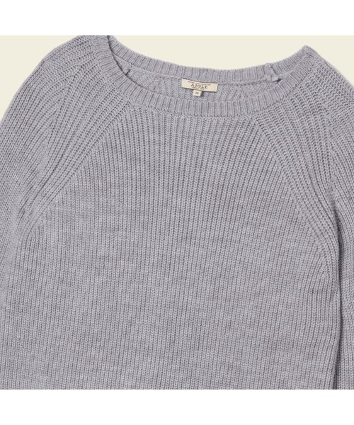 AIGLE（エーグル）の「片畦ワイドボーダーラグランプルオーバー（ニット/セーター・レディース・ヘザーグレー/グリーン/ダークネイビー・SMALL/MEDIUM/LARGE）」の7枚目の写真