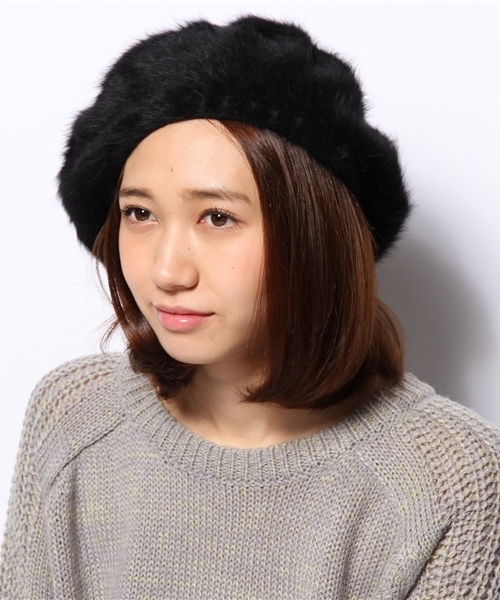 DISCOAT（ディスコート）の「【Discoat】アンゴラベレー（ハンチング/ベレー帽・レディース・ブラック/グレー/ホワイト/ベージュ・ﾌﾘ-）」の9枚目の写真