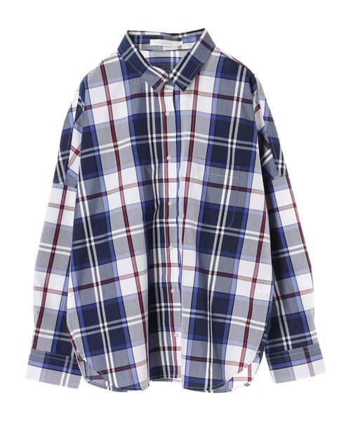 AMERICAN HOLIC（アメリカンホリック）の「2WAY衿取り外しドルマンビッグシャツ（シャツ/ブラウス・レディース・ネイビー/オフホワイト/サックスブルー/ピンク/その他5/ストライプ/チェック/ブルー系その他4/ブルー系その他5・M/L）」の21枚目の写真