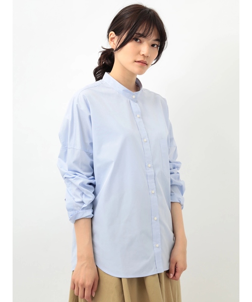 AMERICAN HOLIC（アメリカンホリック）の「2WAY衿取り外しドルマンビッグシャツ（シャツ/ブラウス・レディース・ネイビー/オフホワイト/サックスブルー/ピンク/その他5/ストライプ/チェック/ブルー系その他4/ブルー系その他5・M/L）」の3枚目の写真