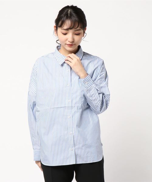 AMERICAN HOLIC（アメリカンホリック）の「2WAY衿取り外しドルマンビッグシャツ（シャツ/ブラウス・レディース・ネイビー/オフホワイト/サックスブルー/ピンク/その他5/ストライプ/チェック/ブルー系その他4/ブルー系その他5・M/L）」の13枚目の写真