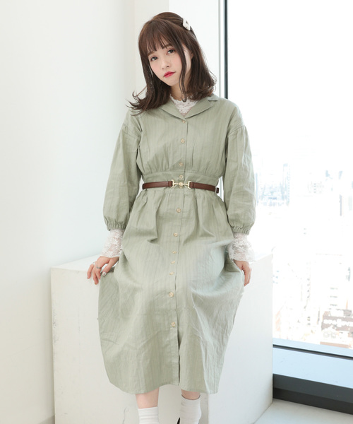 Earth ワンピース 前開きドビーワンピース ワンピース Music Ecology アースミュージックアンドエコロジー のファッション Earth セール