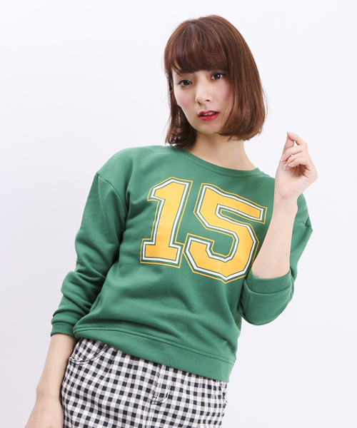 WEGO（ウィゴー）の「WEGO/SPORTSロゴプリントスウェット（スウェット・レディース・杢グレー/グリーン/ネイビー/マスタード・FREE）」の2枚目の写真