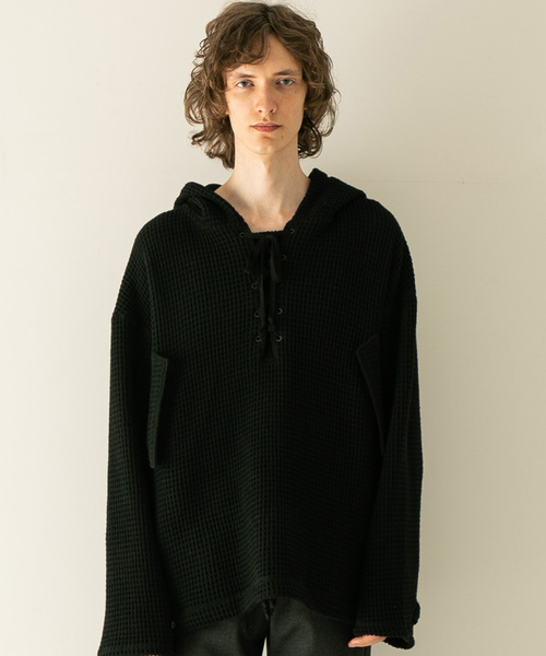 FACTOTUM（ファクトタム）の「タスマニアウールワッフル ミリタリーアノラック（パーカー・メンズ・ブラック/ブラウン・44/46）」の15枚目の写真