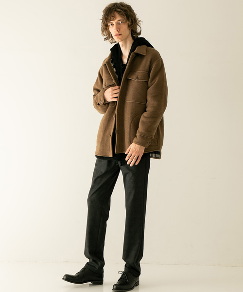 FACTOTUM（ファクトタム）の「タスマニアウールワッフル ミリタリーアノラック（パーカー・メンズ・ブラック/ブラウン・44/46）」の6枚目の写真