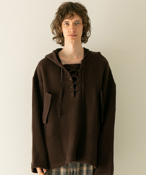 FACTOTUM（ファクトタム）の「タスマニアウールワッフル ミリタリーアノラック（パーカー・メンズ・ブラック/ブラウン・44/46）」の7枚目の写真