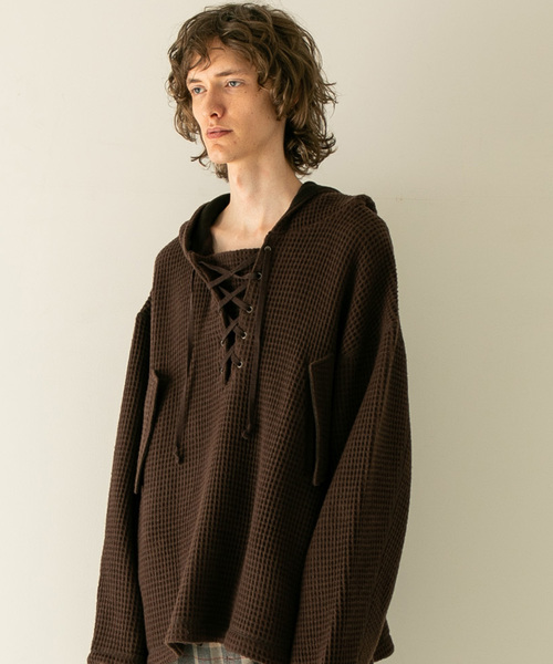 FACTOTUM（ファクトタム）の「タスマニアウールワッフル ミリタリーアノラック（パーカー・メンズ・ブラック/ブラウン・44/46）」の8枚目の写真