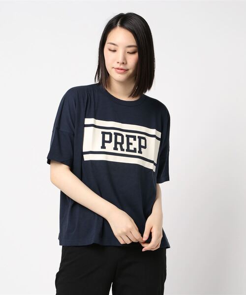 Saintete(サンテテ)の「Saintete/サンテテ プリントビッグTee PREP【日本製】(Tシャツ/カットソー・レディース・ホワイト/グレー/ブルー系その他・FREE)」の3枚目の写真