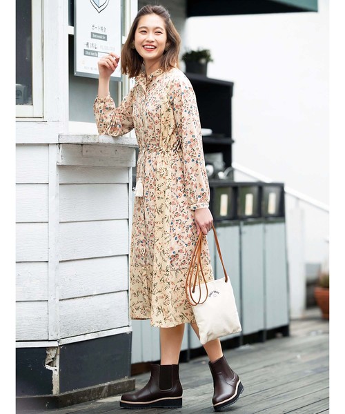 GeeRA(ジーラ)の「花柄切替デザインワンピース(ワンピース・レディース・ベージュ・X-LARGE/MEDIUM/LARGE)」の6枚目の写真