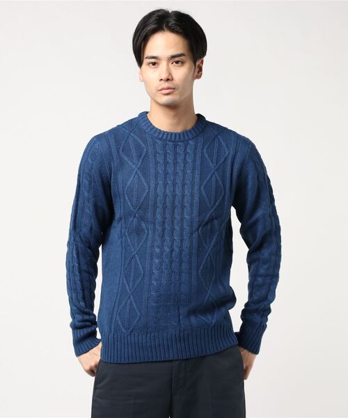 FUNALIVE(ファンアライブ)の「クルーネック ローゲージニットセーター(ニット/セーター・メンズ・ブルー/ネイビー/杢グレー/ワイン/ブラック/キナリ/ホワイト×ブラック/ブラック×レッド/ベージュ・M/L/XL)」の8枚目の写真