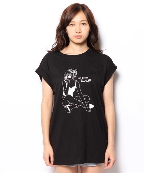 WEGO（ウィゴー）の「WEGO/トロピカルガールプリントTシャツ（Tシャツ/カットソー・レディース・ホワイト/ブラック/ブラック系その他/ホワイト系その他・FREE）」の9枚目の写真