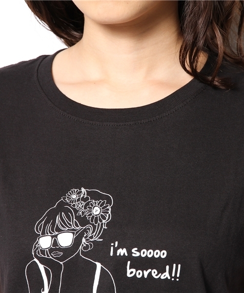 WEGO（ウィゴー）の「WEGO/トロピカルガールプリントTシャツ（Tシャツ/カットソー・レディース・ホワイト/ブラック/ブラック系その他/ホワイト系その他・FREE）」の5枚目の写真