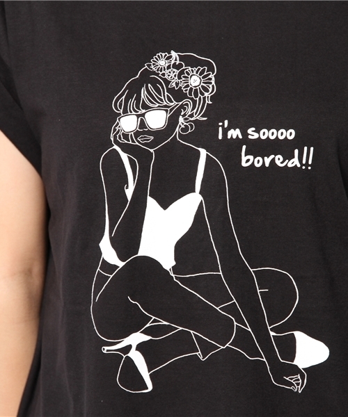 WEGO（ウィゴー）の「WEGO/トロピカルガールプリントTシャツ（Tシャツ/カットソー・レディース・ホワイト/ブラック/ブラック系その他/ホワイト系その他・FREE）」の7枚目の写真