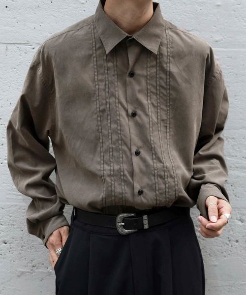 kutir（クティール）の「ピンタックステッチルーズシャツ（シャツ/ブラウス・メンズ・チャコールグレー/サックスブルー/キャメル・MEDIUM/LARGE）」の6枚目の写真