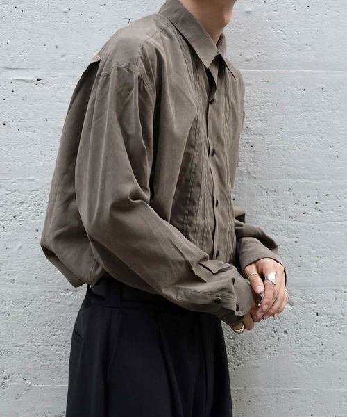 kutir（クティール）の「ピンタックステッチルーズシャツ（シャツ/ブラウス・メンズ・チャコールグレー/サックスブルー/キャメル・MEDIUM/LARGE）」の7枚目の写真