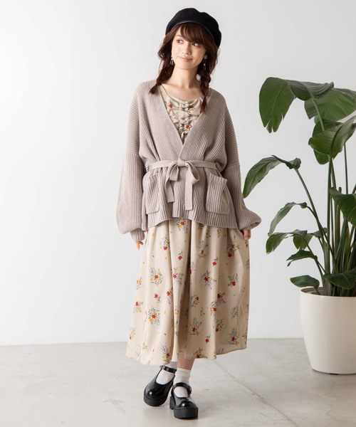 WEGO（ウィゴー）の「WEGO/畦編カシュクールカーディガン（カーディガン/ボレロ・レディース・ライトグレー/ブラウン/ライトベージュ・FREE）」の5枚目の写真