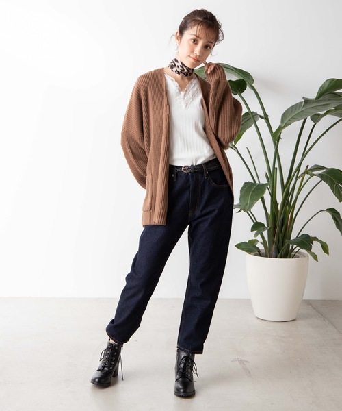 WEGO（ウィゴー）の「WEGO/畦編カシュクールカーディガン（カーディガン/ボレロ・レディース・ライトグレー/ブラウン/ライトベージュ・FREE）」の7枚目の写真