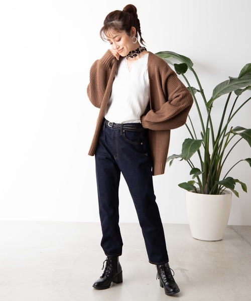 WEGO（ウィゴー）の「WEGO/畦編カシュクールカーディガン（カーディガン/ボレロ・レディース・ライトグレー/ブラウン/ライトベージュ・FREE）」の9枚目の写真