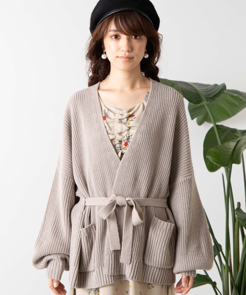 WEGO（ウィゴー）の「WEGO/畦編カシュクールカーディガン（カーディガン/ボレロ・レディース・ライトグレー/ブラウン/ライトベージュ・FREE）」の10枚目の写真