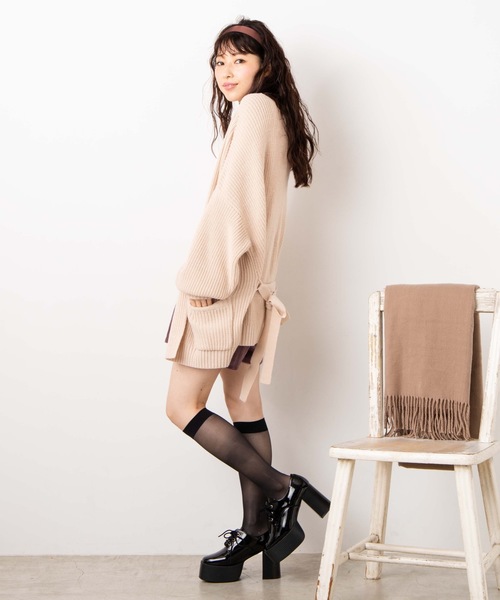 WEGO（ウィゴー）の「WEGO/畦編カシュクールカーディガン（カーディガン/ボレロ・レディース・ライトグレー/ブラウン/ライトベージュ・FREE）」の14枚目の写真