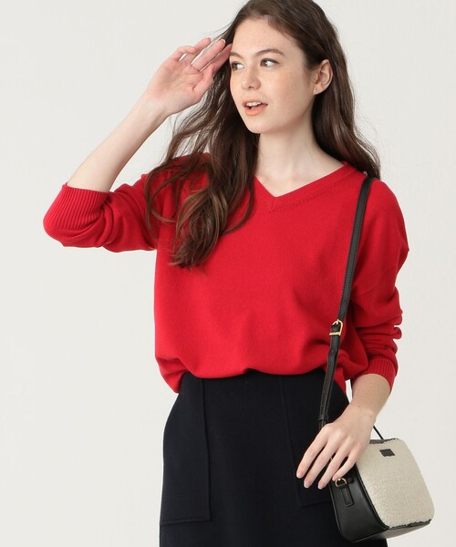 マッキントッシュ フィロソフィー ウールカシミアニットプルオーバー 赤