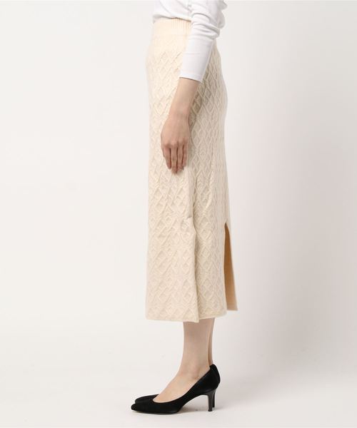 DouDou（ドゥドゥ）の「セットアップアラン柄切替スカート（スカート・レディース・ベージュ/オフホワイト・FREE）」の3枚目の写真