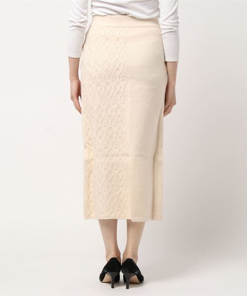 DouDou（ドゥドゥ）の「セットアップアラン柄切替スカート（スカート・レディース・ベージュ/オフホワイト・FREE）」の4枚目の写真