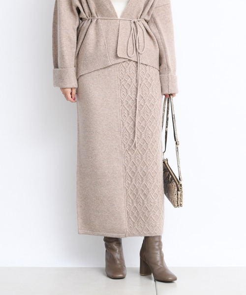 DouDou（ドゥドゥ）の「セットアップアラン柄切替スカート（スカート・レディース・ベージュ/オフホワイト・FREE）」の5枚目の写真