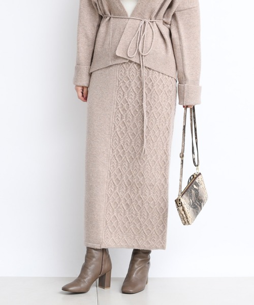 DouDou（ドゥドゥ）の「セットアップアラン柄切替スカート（スカート・レディース・ベージュ/オフホワイト・FREE）」の6枚目の写真