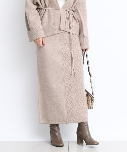 DouDou（ドゥドゥ）の「セットアップアラン柄切替スカート（スカート・レディース・ベージュ/オフホワイト・FREE）」の7枚目の写真