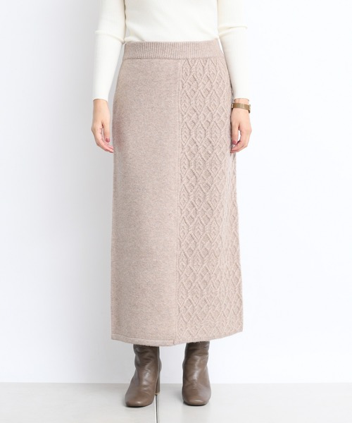 DouDou（ドゥドゥ）の「セットアップアラン柄切替スカート（スカート・レディース・ベージュ/オフホワイト・FREE）」の8枚目の写真