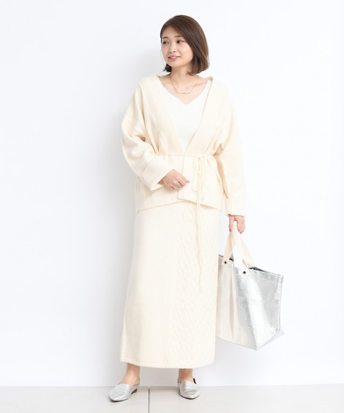 DouDou（ドゥドゥ）の「セットアップアラン柄切替スカート（スカート・レディース・ベージュ/オフホワイト・FREE）」の14枚目の写真