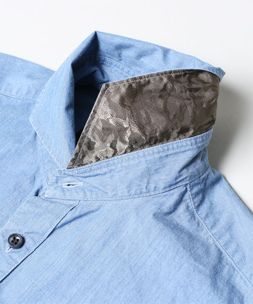 NANO universe（ナノユニバース）の「junhashimoto nano・universe/ 高密度デニムイタリアンSH（シャツ/ブラウス・メンズ・ブルー/サックスブルー/ネイビー・X-LARGE/SMALL/LARGE/MEDIUM）」の15枚目の写真