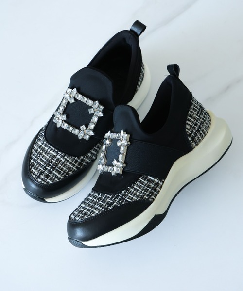 VIVIAN（ヴィヴィアン）の「ビジューバックルゴムスリッポンスニーカー（スニーカー・レディース・グレー/ブラック/ホワイト/クリアブラック/ナチュラル/ライトグレー/その他8/クリーム・LL/S/M/L/SS/XL）」の14枚目の写真