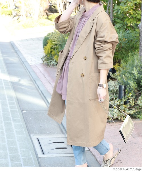 coca(coca)(コカ)の「ワイドシルエットコットントレンチコート(トレンチコート・レディース・ベージュ・ONE SIZE)」の7枚目の写真