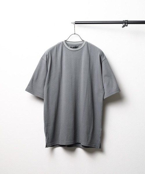 B.I.D.(ビーアイディー)の「鹿の子ライン入り刺繍クルーTシャツ(Tシャツ/カットソー・メンズ・ホワイト/チャコールグレー/ブラック/ネイビー/カーキ/ワイン/ピンク/サックスブルー・MEDIUM/LARGE/X-LARGE)」の3枚目の写真
