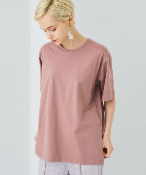 STUDIOUS（ステュディオス）の「【STUDIOUS】プレミアムシルクコットンハーフスリーブTシャツ（Tシャツ/カットソー・レディース・ホワイト/ブラック/ブラウン/ブルー/ピンク/サックスブルー・FREE）」の6枚目の写真