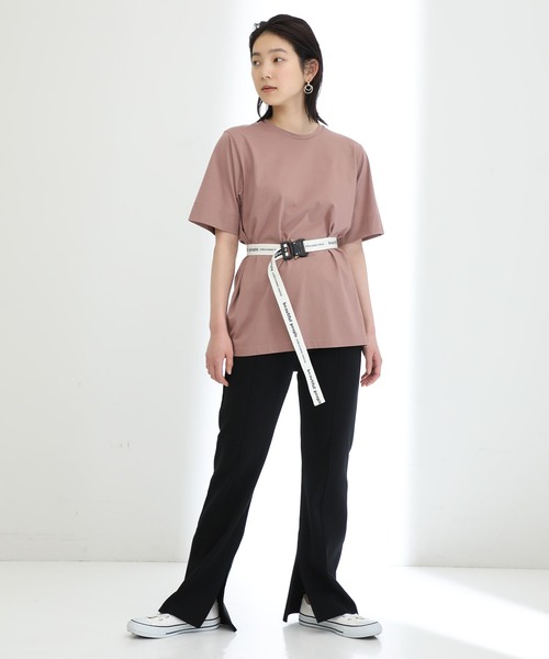 STUDIOUS（ステュディオス）の「【STUDIOUS】プレミアムシルクコットンハーフスリーブTシャツ（Tシャツ/カットソー・レディース・ホワイト/ブラック/ブラウン/ブルー/ピンク/サックスブルー・FREE）」の7枚目の写真