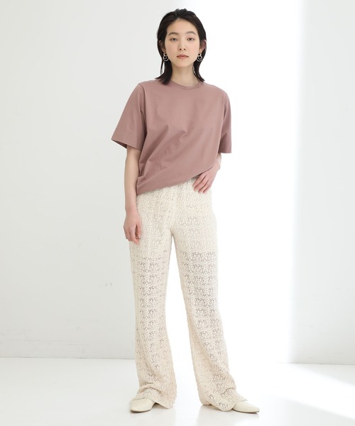 STUDIOUS（ステュディオス）の「【STUDIOUS】プレミアムシルクコットンハーフスリーブTシャツ（Tシャツ/カットソー・レディース・ホワイト/ブラック/ブラウン/ブルー/ピンク/サックスブルー・FREE）」の8枚目の写真