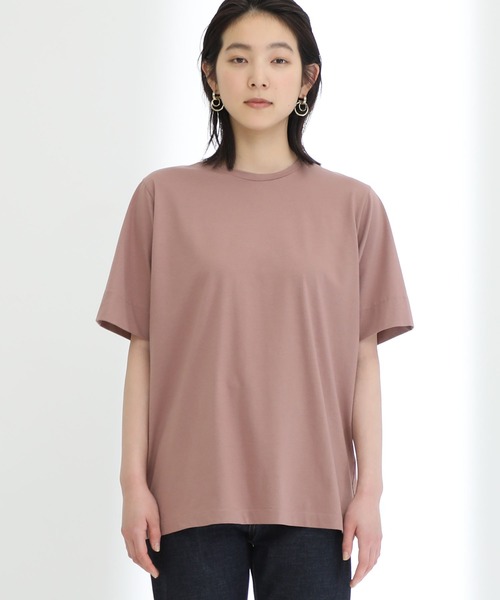 STUDIOUS（ステュディオス）の「【STUDIOUS】プレミアムシルクコットンハーフスリーブTシャツ（Tシャツ/カットソー・レディース・ホワイト/ブラック/ブラウン/ブルー/ピンク/サックスブルー・FREE）」の11枚目の写真