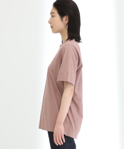 STUDIOUS（ステュディオス）の「【STUDIOUS】プレミアムシルクコットンハーフスリーブTシャツ（Tシャツ/カットソー・レディース・ホワイト/ブラック/ブラウン/ブルー/ピンク/サックスブルー・FREE）」の12枚目の写真