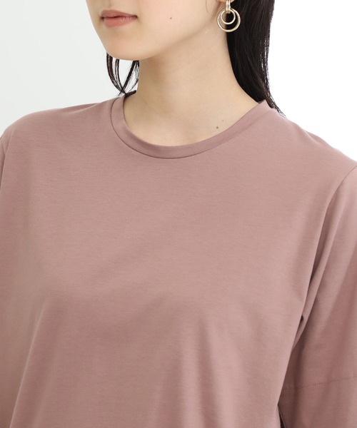 STUDIOUS（ステュディオス）の「【STUDIOUS】プレミアムシルクコットンハーフスリーブTシャツ（Tシャツ/カットソー・レディース・ホワイト/ブラック/ブラウン/ブルー/ピンク/サックスブルー・FREE）」の14枚目の写真
