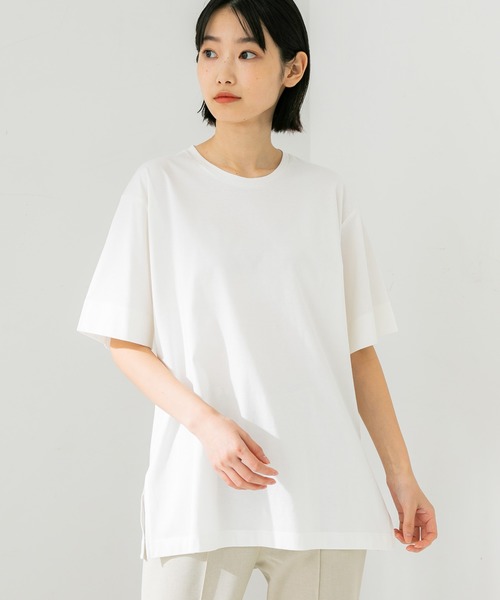 STUDIOUS（ステュディオス）の「【STUDIOUS】プレミアムシルクコットンハーフスリーブTシャツ（Tシャツ/カットソー・レディース・ホワイト/ブラック/ブラウン/ブルー/ピンク/サックスブルー・FREE）」の17枚目の写真
