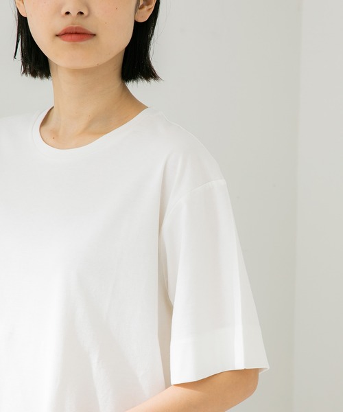 STUDIOUS（ステュディオス）の「【STUDIOUS】プレミアムシルクコットンハーフスリーブTシャツ（Tシャツ/カットソー・レディース・ホワイト/ブラック/ブラウン/ブルー/ピンク/サックスブルー・FREE）」の22枚目の写真